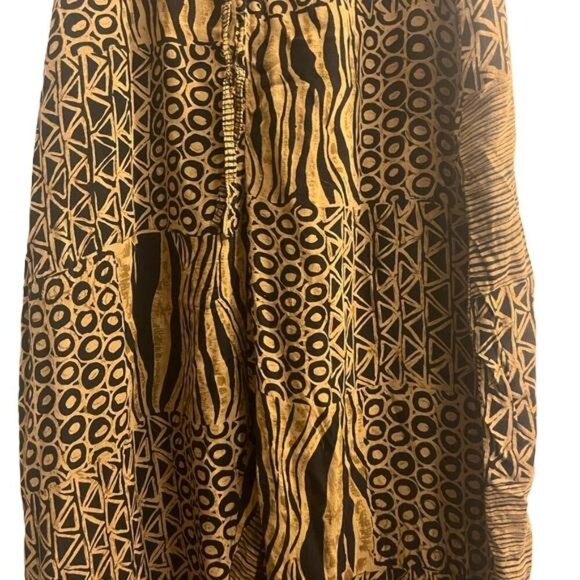 REVUE Patchwork Print Boho Palazzo Pants Women's M Brown Black - Picture 5 of 12